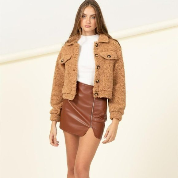 Plush Button Down Collared Jacket